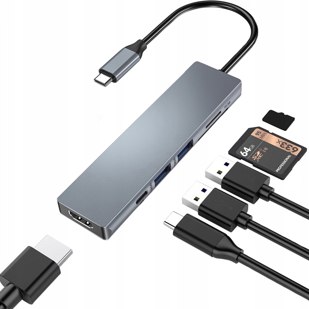 Купить Адаптер-концентратор 7-в-1 USB-C HDMI 4K SD Macbook Pro / Air: отзывы, фото, характеристики в интерне-магазине Aredi.ru