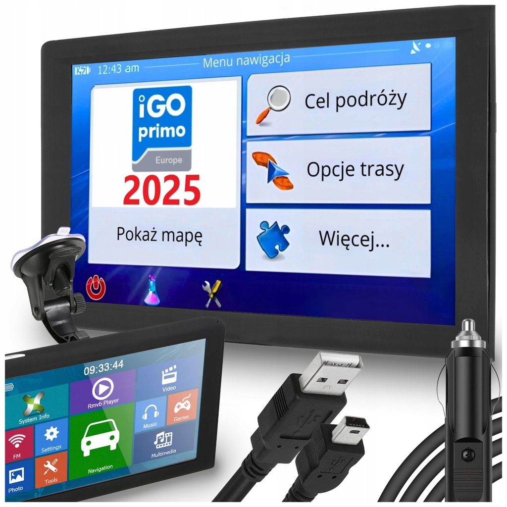 Nawigacja samochodowa dla ciężarówek GPS 9 iGO Primo TIR BUS Autobus Europa