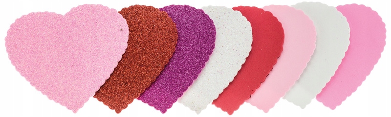 NAKLEJKI piankowe SERCA nalepki z pianki BROKATOWE dekoracyjne x8