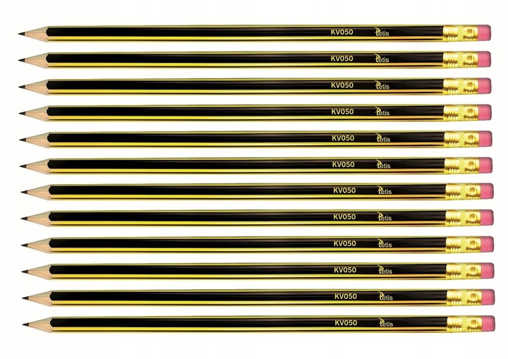 Ołówek z gumką twardość H 12 sztuk ZESTAW KV050-H TETIS