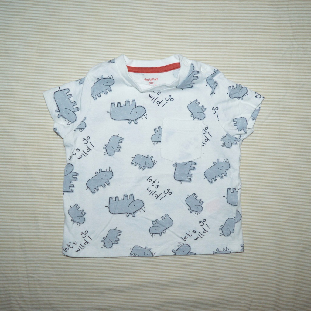 F&F BLUZKA T-SHIRT KIESZONKA 9-12m 80