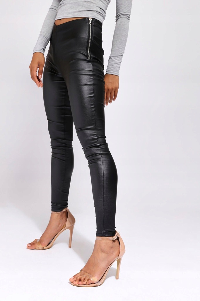 H&M spodnie skórzane black 42/44