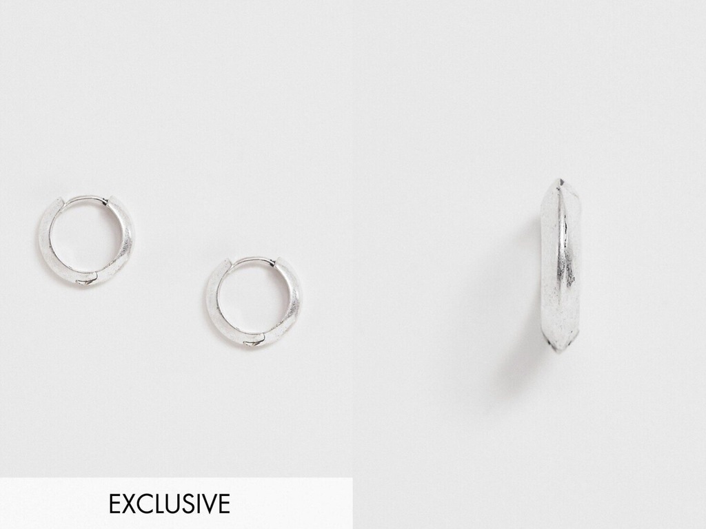 ReclaimedVintage Kolczyki ze szczotkowanego srebra