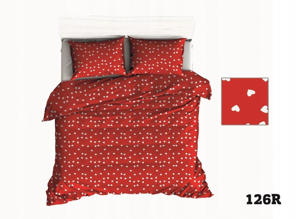 Pościel 150x200 czerwona serca serduszka białe 1 poszewka 50x60