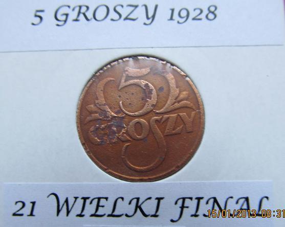 5 GROSZY 1928  BRĄZ