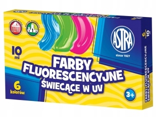 Farby fluorescencyjne świecące w UV 6 kol. 10 ml