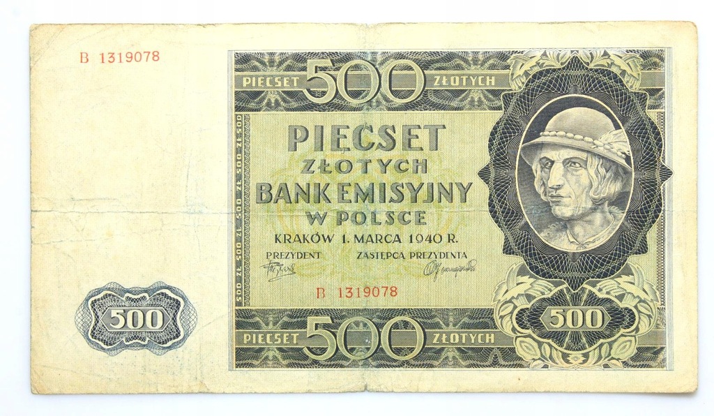 BANKNOT - Polska - 500 Złotych 1940