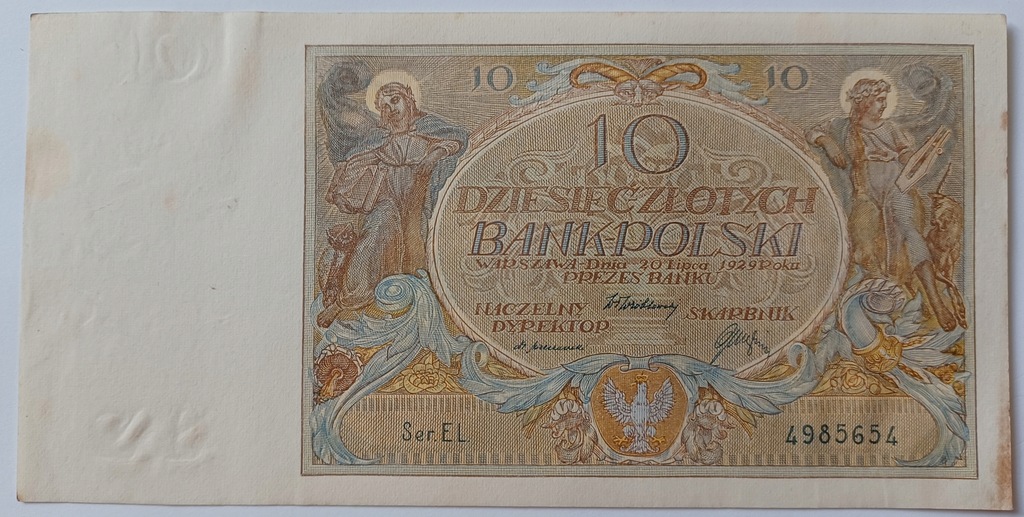 Banknot II RP 10 zł 1929 rok SERIA: EL