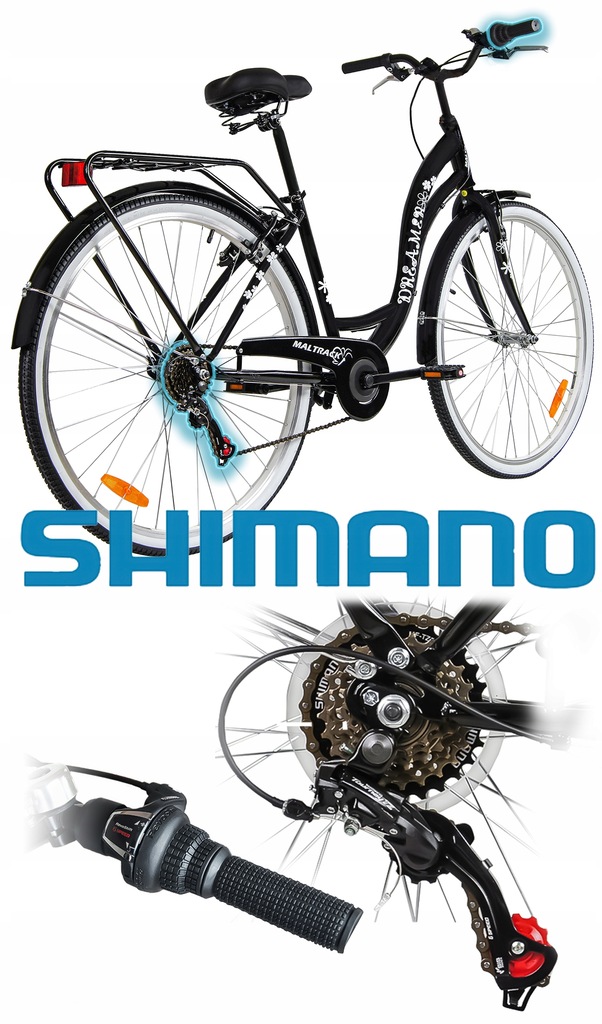 Купить ЖЕНСКИЙ ГОРОДСКОЙ ВЕЛОСИПЕД 28 ЧЕРНЫЕ ЖЕНСКИЕ 6 КОРЗИНА SHIMANO: отзывы, фото, характеристики в интерне-магазине Aredi.ru