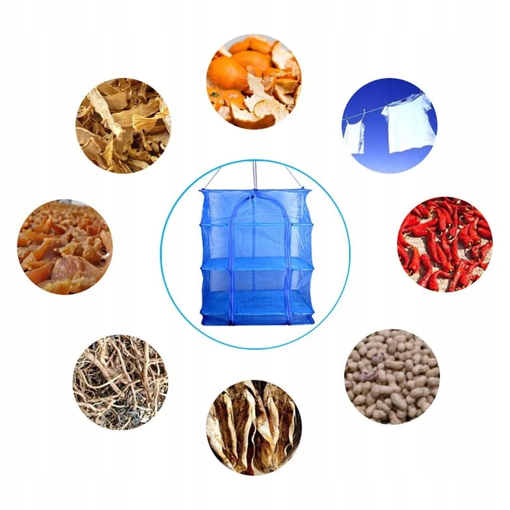 Składana siatka do suszenia wisząca – suszarka wielopoziomowa z haczykiem