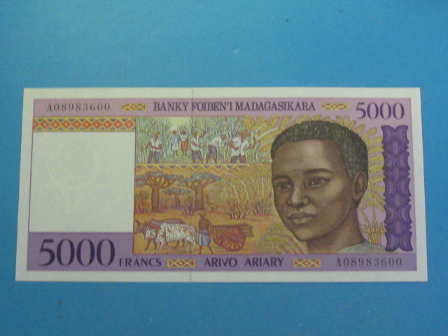 Madagaskar Banknot 5000 Francs A ! 1994 UNC P-78a