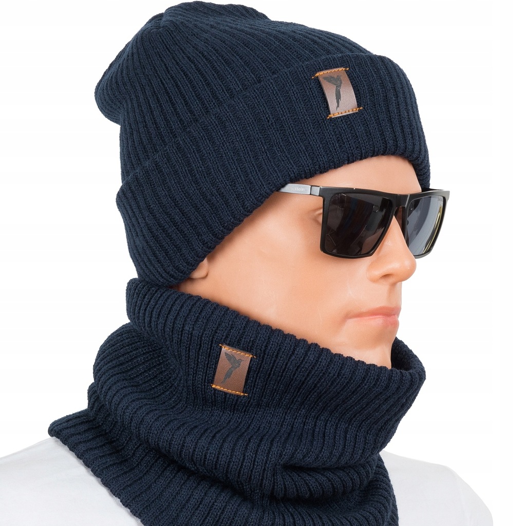KOMPLET MĘSKI CZAPKA beanie i KOMIN szalik POLSKI