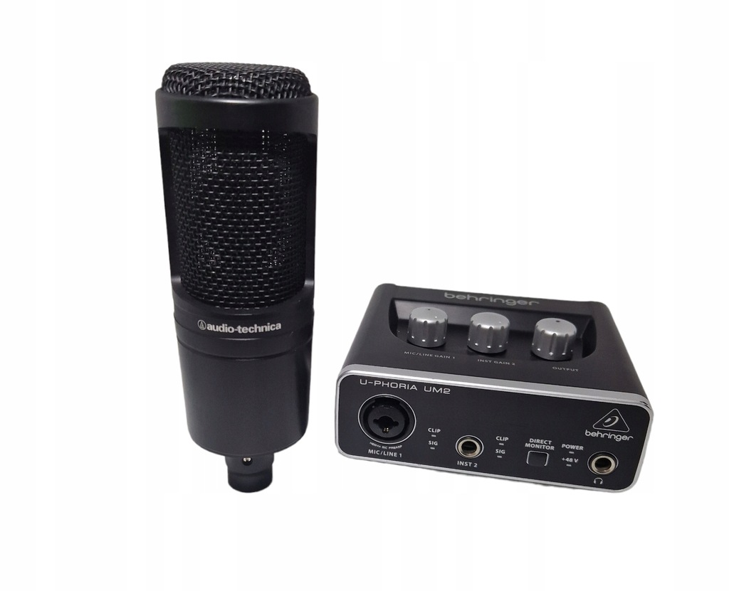 Mikrofon studyjny Audio-Technica AT2020+Interfejs Behringer U-Phoria UM2