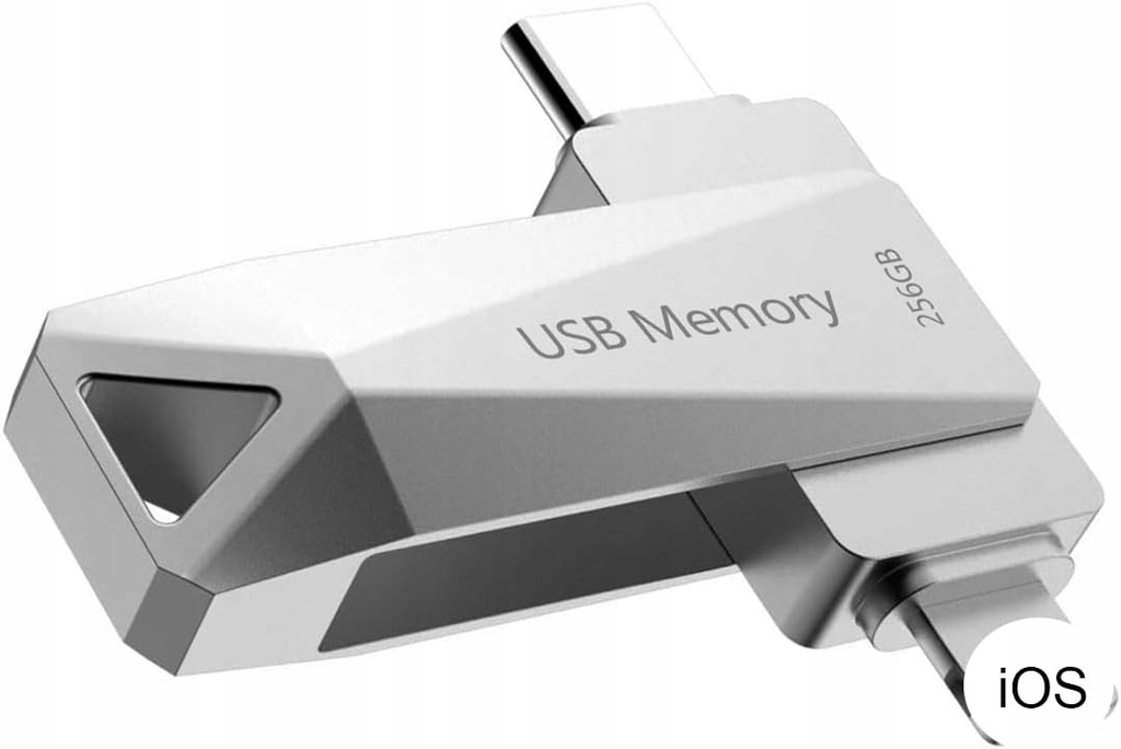 Pendrive 256 GB do iPhone iPAD iPOD Lightning USB C typu C Srebrny Sunswan