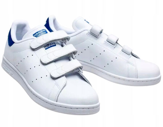 Adidas na rzepy SKÓRA Stan Smith męskie buty BIAŁE