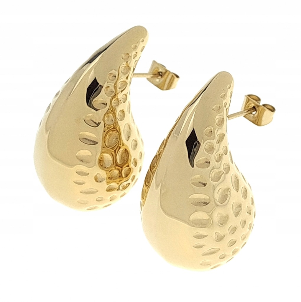 2405b Kolczyki sople złote stal chirurgiczna wtyczki celebrytki