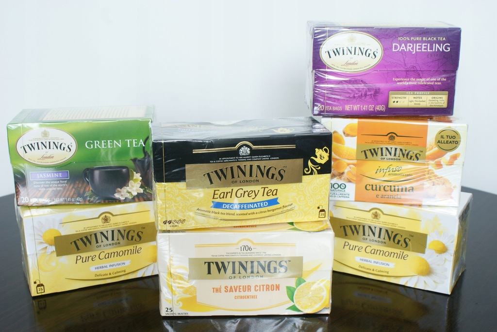 Herbata TWININGS zestaw II, 7 sztuk ZAFOLIOWANE!