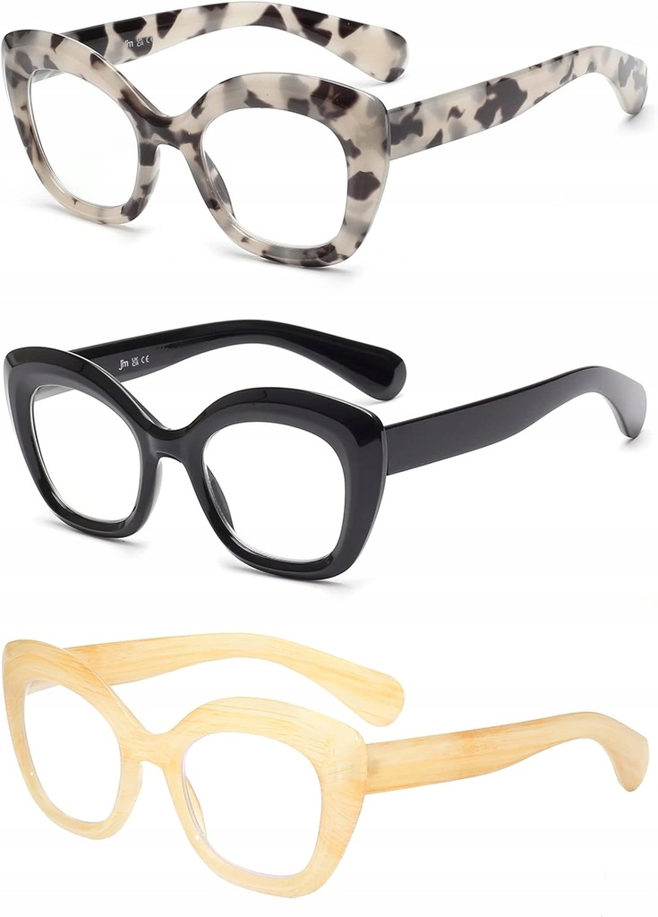 pakiet 3 okulary do czytania kocie oko okulary