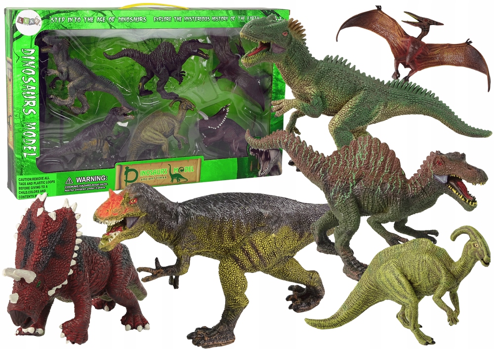 Duży Zestaw Dinozaurów 6 sztuk Figurka Dinozaur Pr