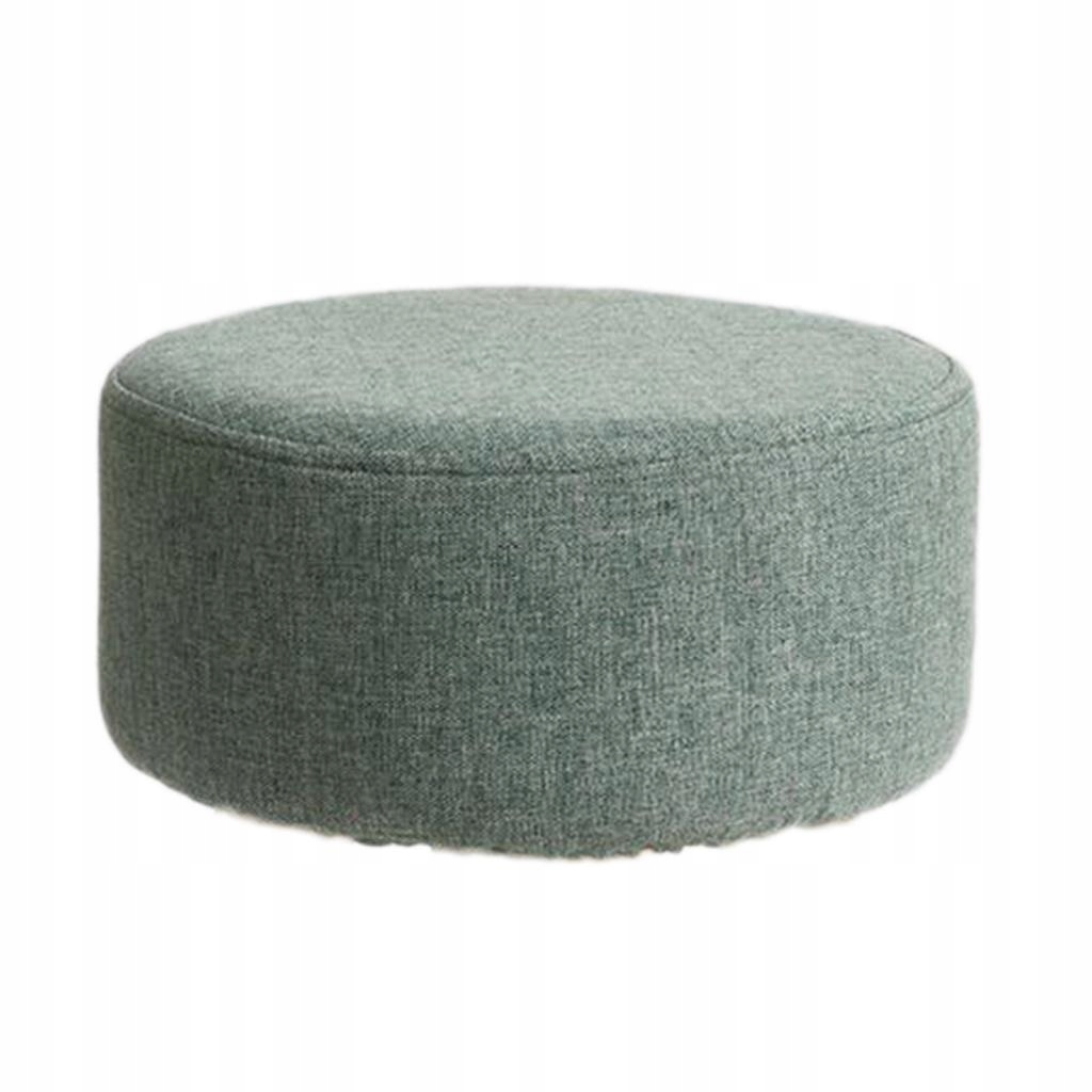 Round Linen Fabric Footstool Cover Wooden Stool