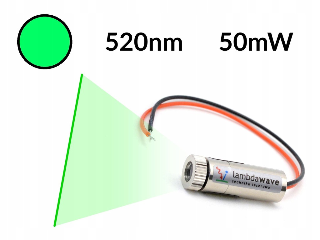 LAMBDAWAVE Laser liniowy zielony 50mW 520nm