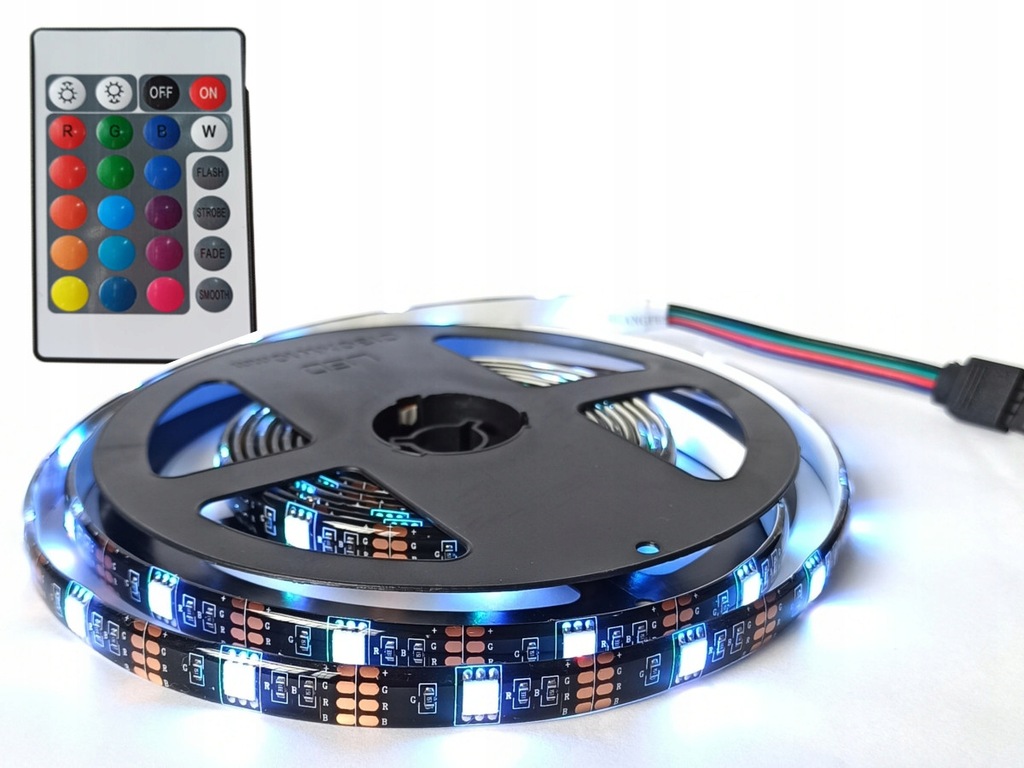 Taśma RGB led 3m na pilota na USB pod szafkę