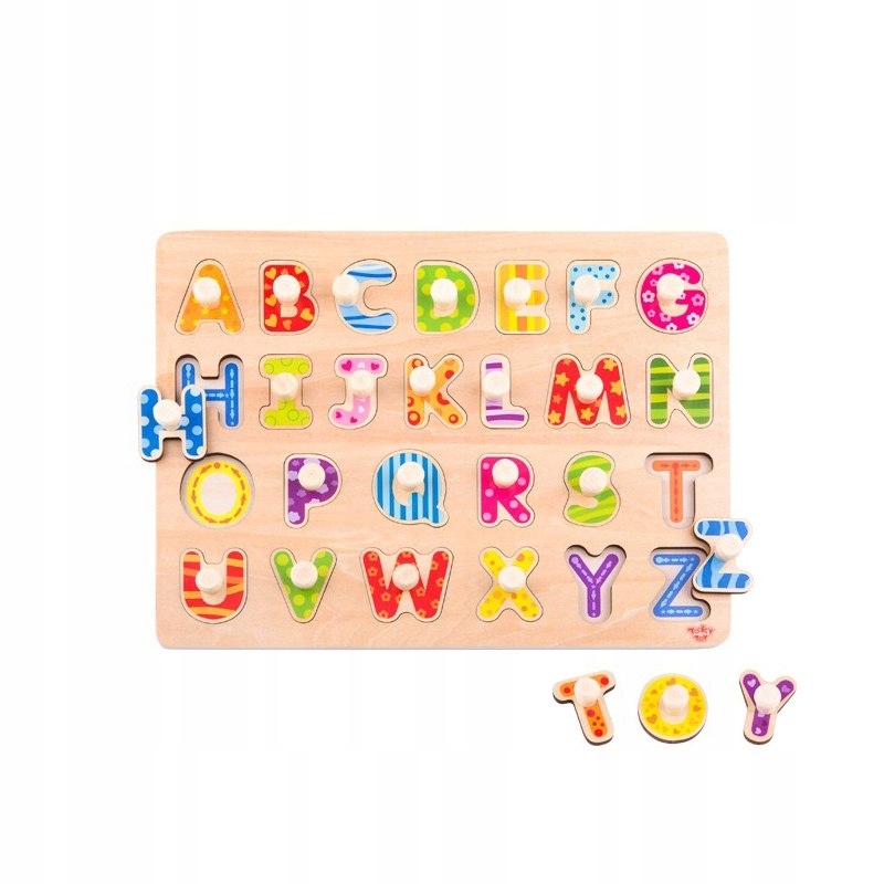 TOOKY TOY Puzzle Układanka Montessori z Pinezkami Alfabet