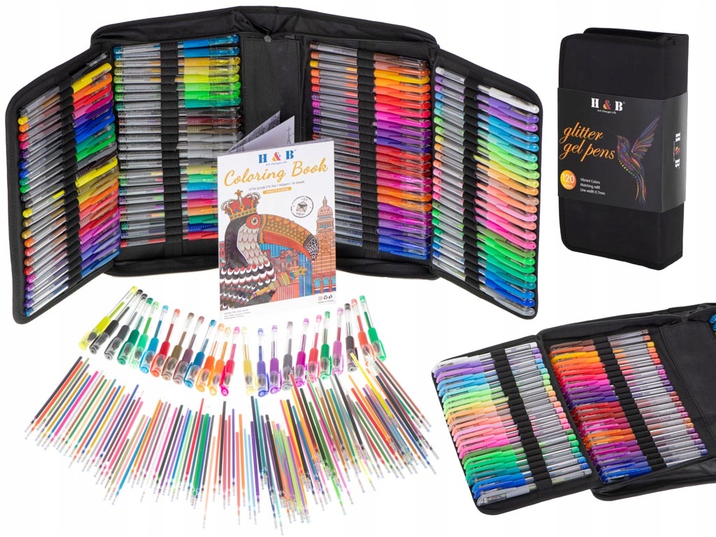 Długopisy żelowe kolorowe w etui 120szt 120