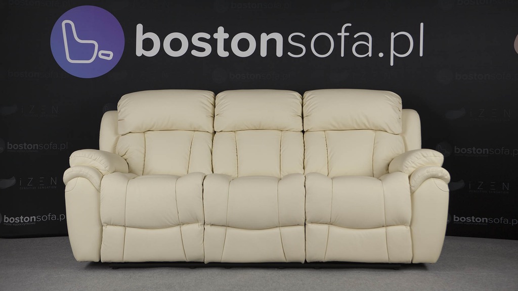 Sofa skórzana z funkcją relax Boston wanilia