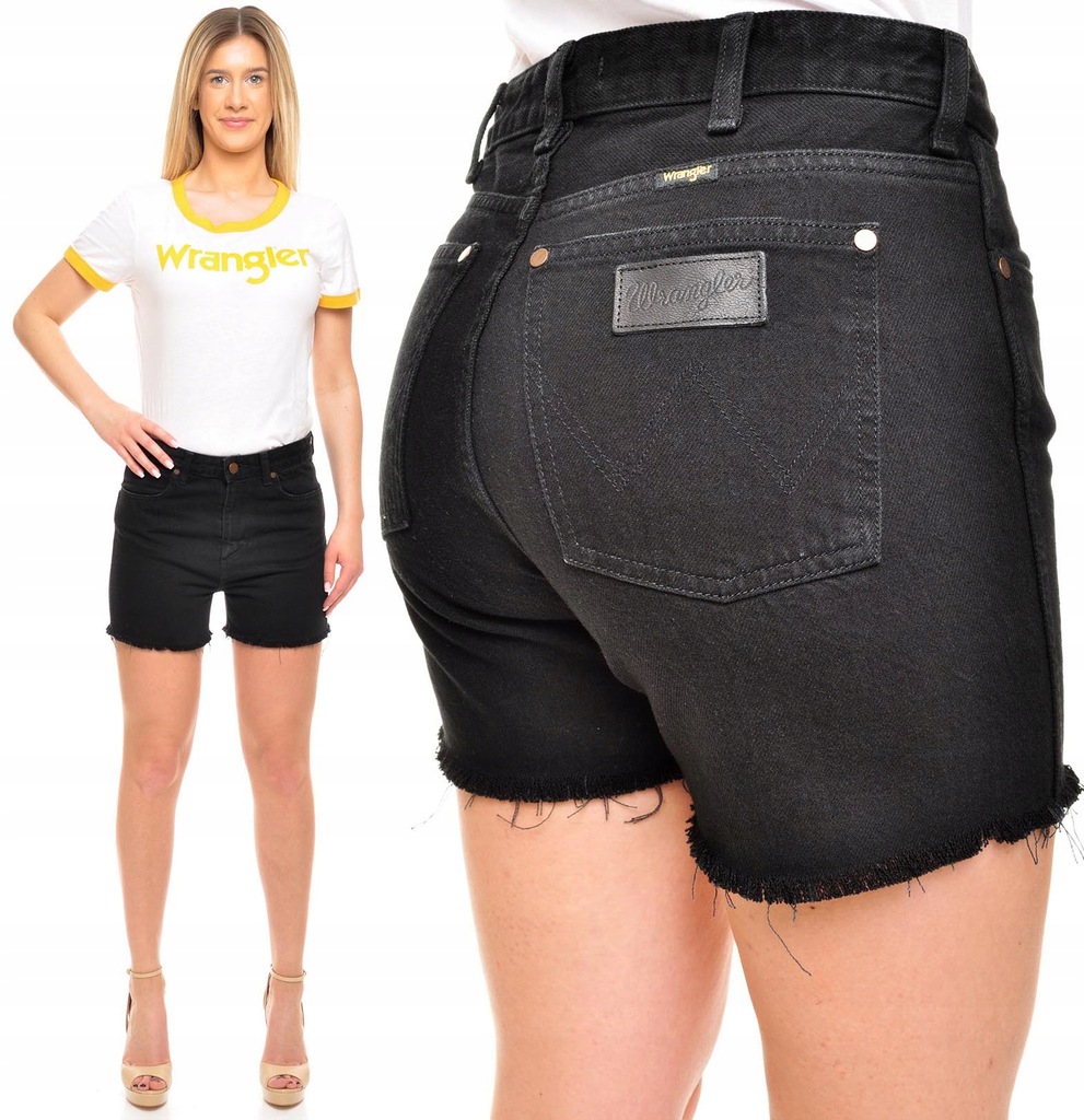 WRANGLER spodenki black RETRO BOYFRIEND SHORT W27