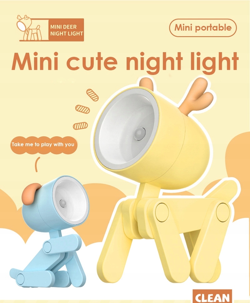 Mini lampka nocna LED w kształcie psa i jelenia