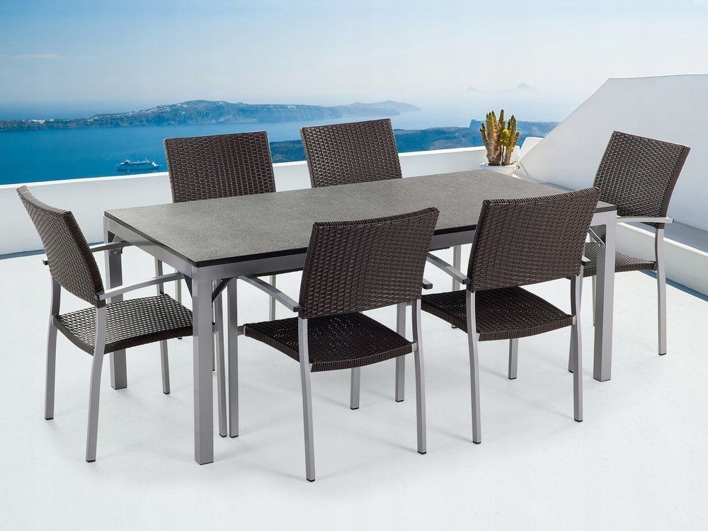 Zestaw: stół z krzesłami - Aluminium - szary