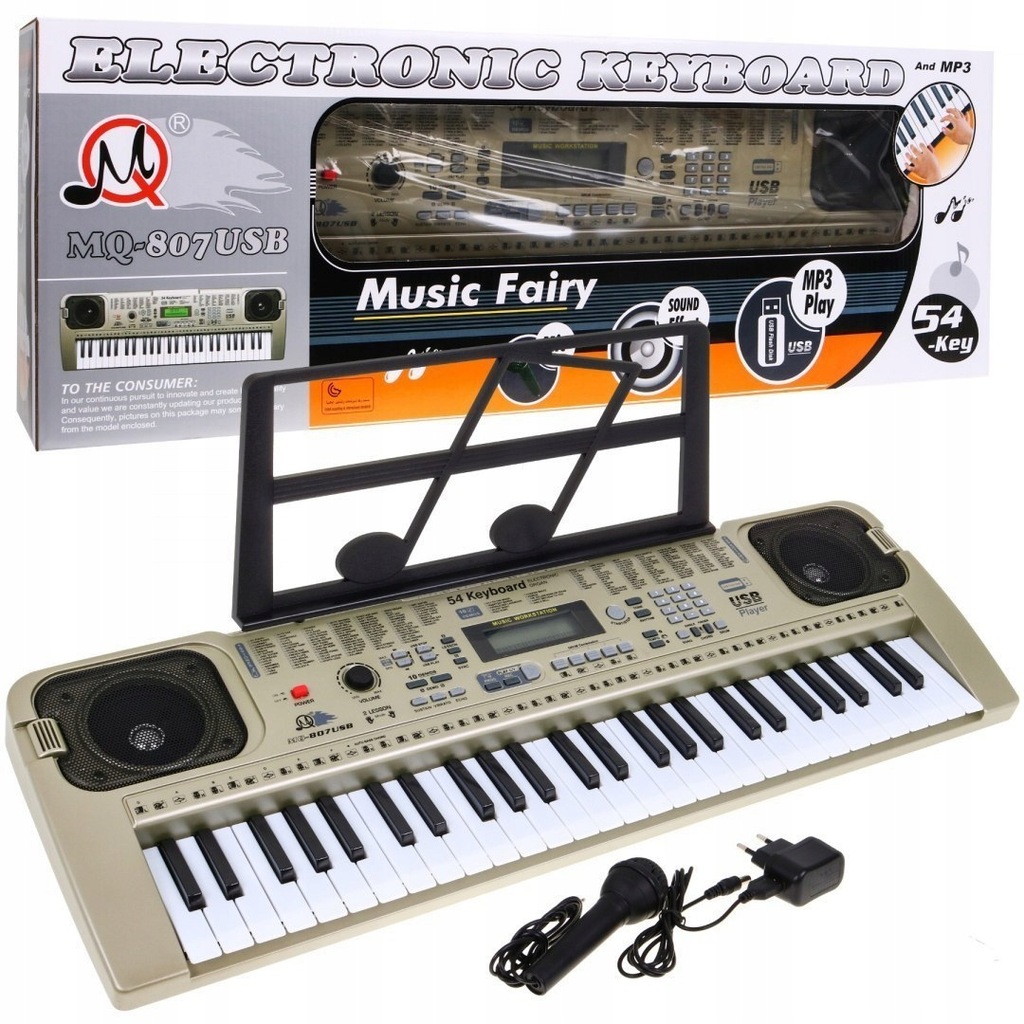 Keyboard z trybem lekcji dla dzieci 5+ Stojak na nuty Mikrofon - model nr 8