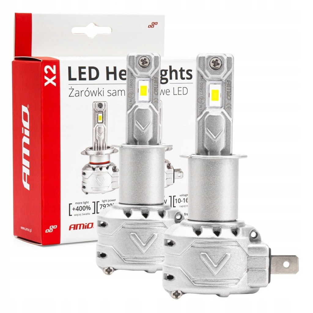 Żarówki samochodowe led x2 series amio h3