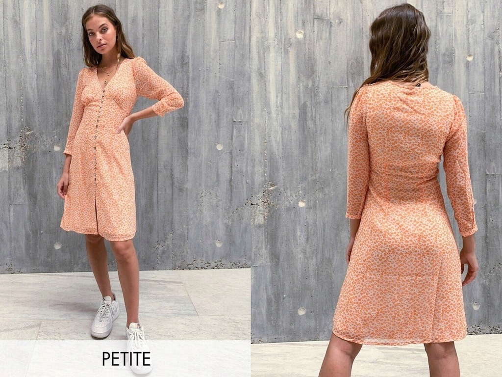 Vero Moda Petite Pomarańczowa sukienka w kwiatki S