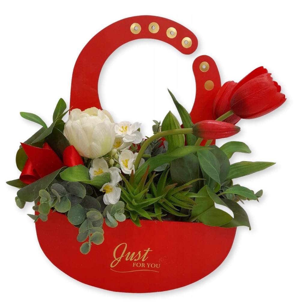 KOSZYCZEK BOX Bukiet Kwiatów Tulipan Prezent Ślub Walentynki