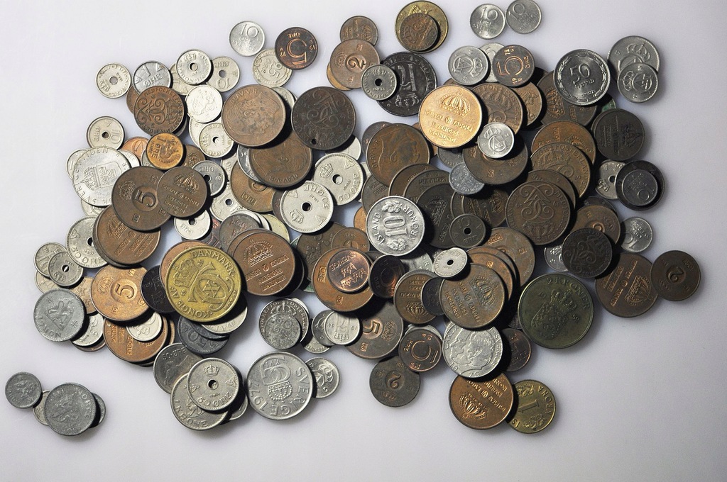 Skandynawia - duży zestaw monet obiegowych 750g