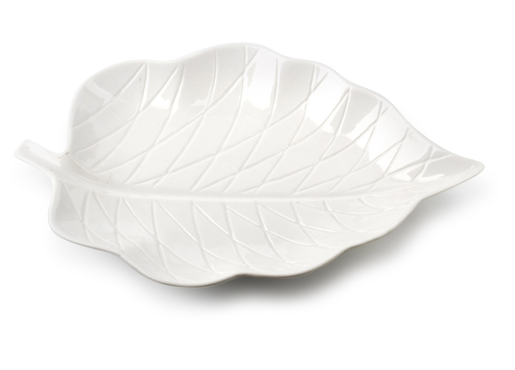 Półmisek Talerz LIŚĆ Ceramiczny Biały