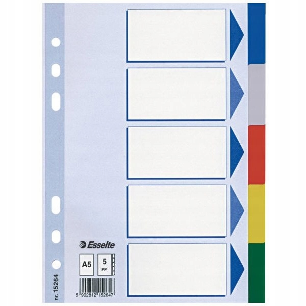 Przekładki plastikowe z PP A5 5 kart 15264 ESSELTE