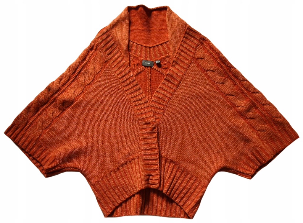 Mexx - sweter narzuta pomarańcz wełna bawełna S