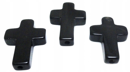 Agat czarny - krzyż 31x21mm