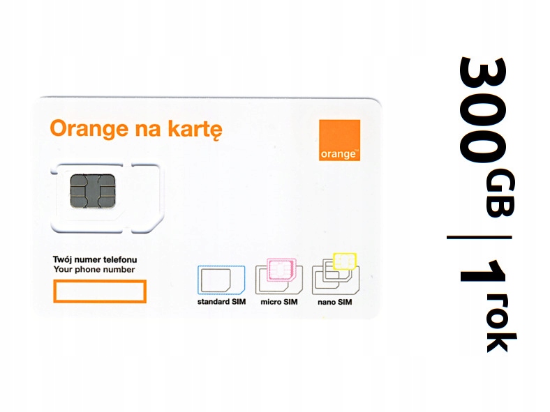 Internet na Kartę ORANGE 300 GB po doł. / 1 rok