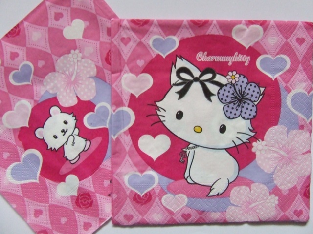 serwetki decoupage unikatowe wzory Charmy Kitty