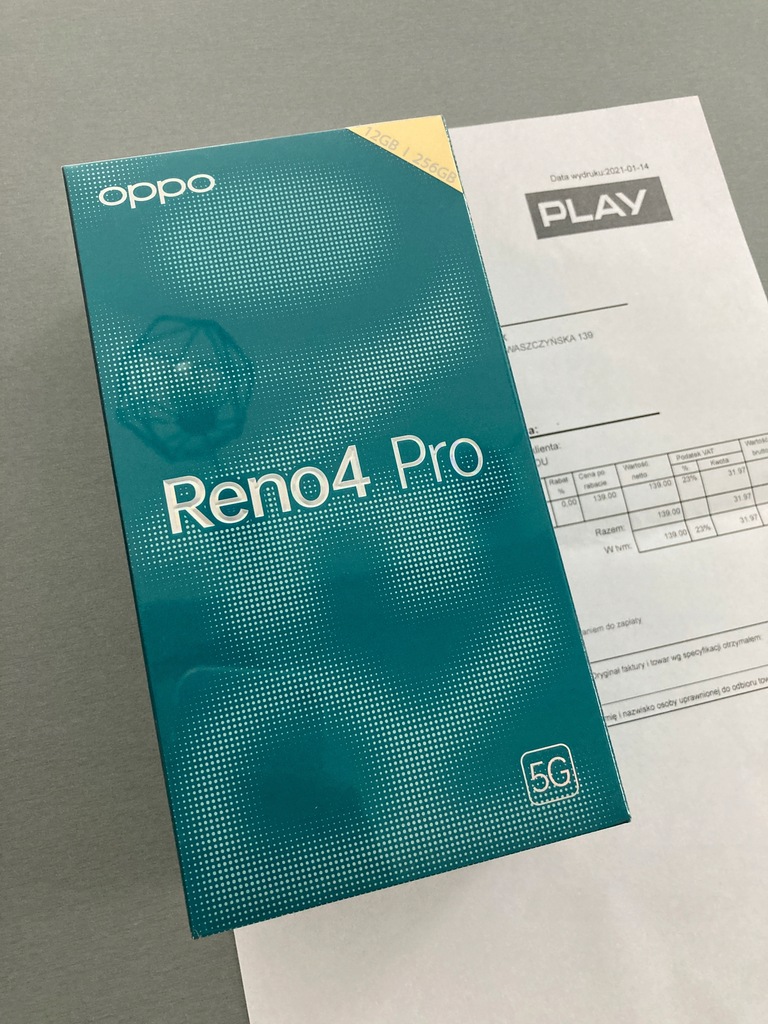 Oppo Reno4 Pro 12 GB / 256 GB niebieski, NOWY!