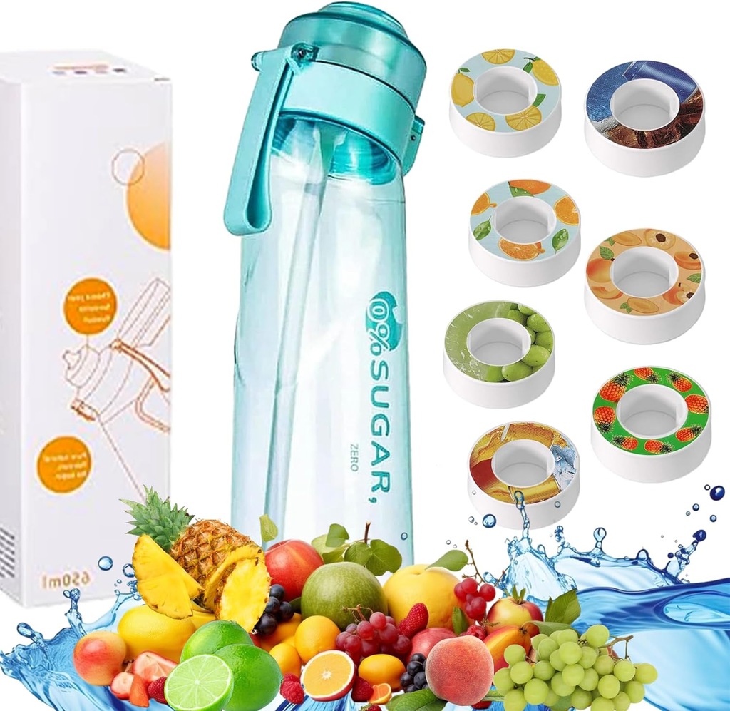 Smakowa Butelka na wodę 650 ml z 7 Kapsułkami - Bez Cukru i Kalorii