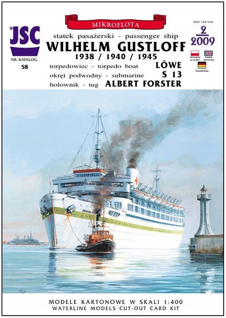 Statek WILHELM GUSTLOFF + 3 modele 1:400 JSC-58