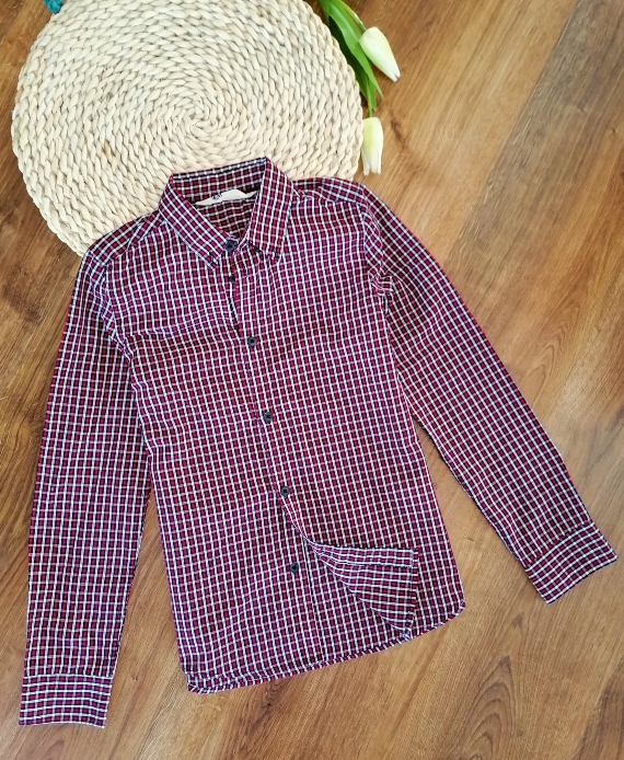 KOSZULA 100% BAWEŁNA KRATKA H&M 140 J203