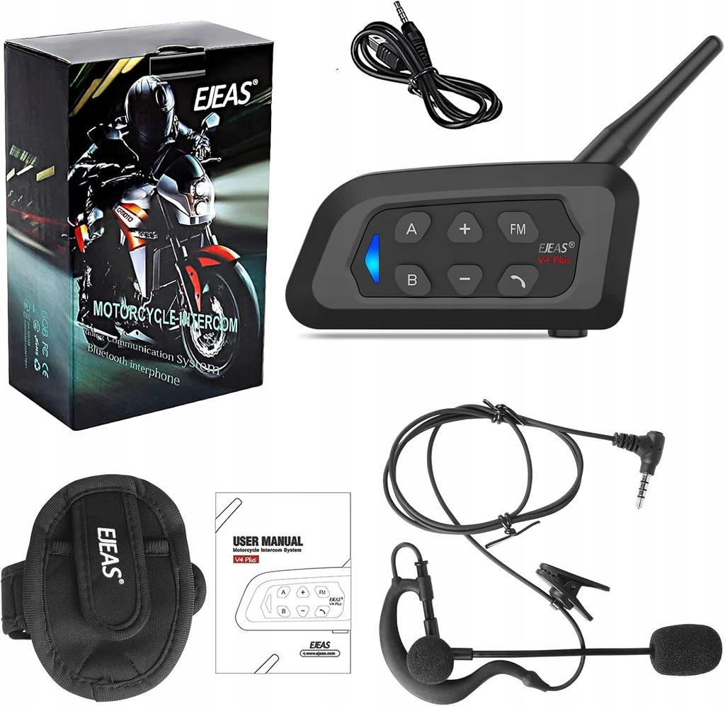 Interkom motocyklowy Ejeas V4 C 2-pak piłkarski sędziowski do kasku