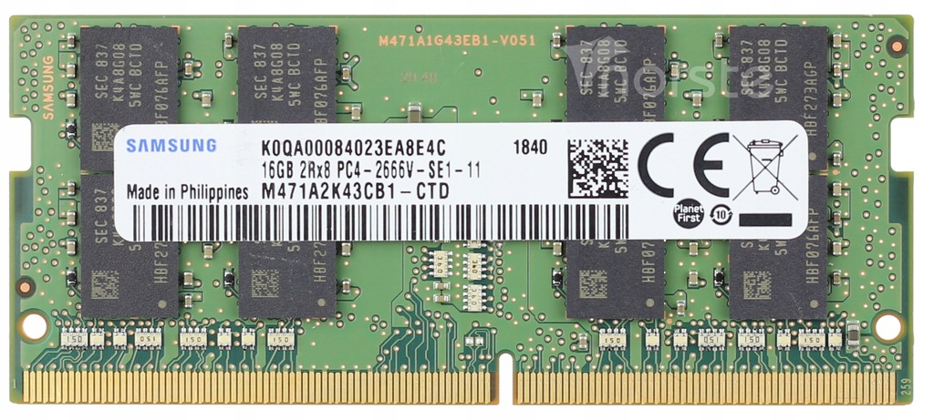 16GB 2666 SAMSUNG PC4-2666V 2Rx8 SE1-11 M471A2K43CB1-CTD PAMIĘĆ RAM