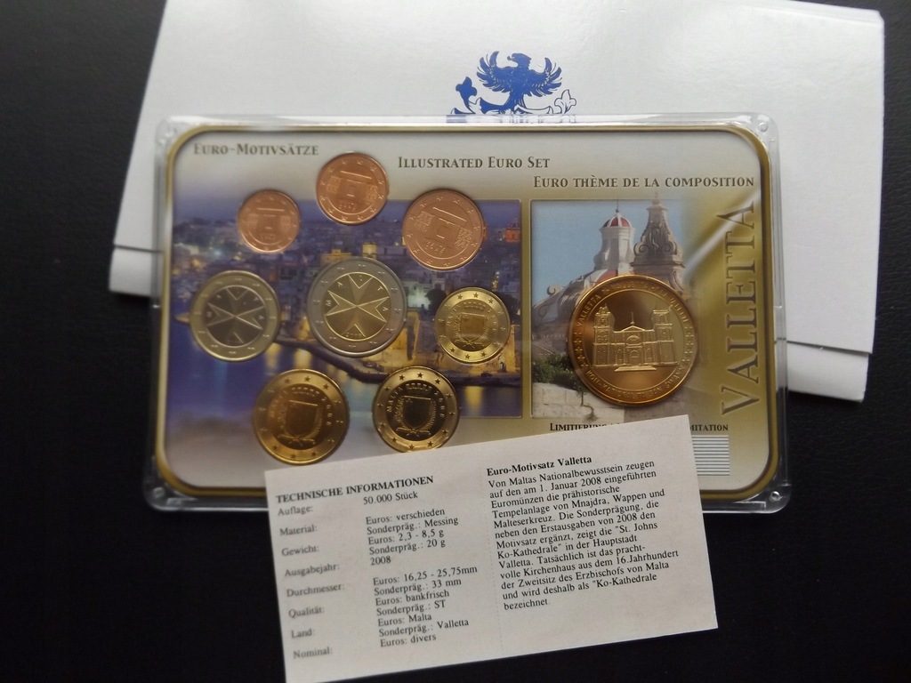 2008 r. MALTA MENNICZY EURO SET KOMPLET + MEDAL